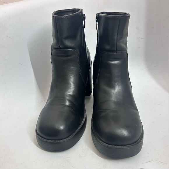 MIA McKenna Y2K Chunky Platform Black Heeled Ankle Boots Size 8 Vegan Leather - Picture 2 of 11